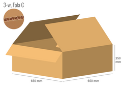 Cardboard box 650x650x250 - with Flaps (Fefco 201) - Single Wall (3-layer)