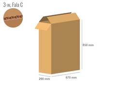 Cardboard box 670x290x850 - with Flaps (Fefco 201) - Single Wall (3-layer)