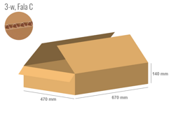 Cardboard box 670x470x140 - with Flaps (Fefco 201) - Single Wall (3-layer)