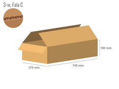 Cardboard box 740x370x180 - with Flaps (Fefco 201) - Single Wall (3-layer)