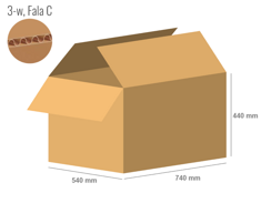 Cardboard box 740x540x440 - with Flaps (Fefco 201) - Single Wall (3-layer)