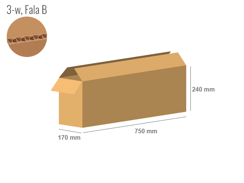 Cardboard box 750x170x240 - with Flaps (Fefco 201) - Single Wall (3-layer)