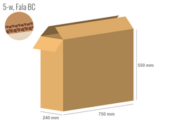 Cardboard box 750x240x550 - with Flaps (Fefco 201) - Double Wall (5-layer)