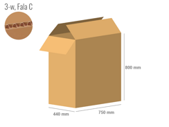 Cardboard box 750x440x800 - with Flaps (Fefco 201) - Single Wall (3-layer)