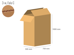 Cardboard box 750x500x1000 - with Flaps (Fefco 201) - Single Wall (3-layer)