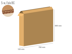 Cardboard box 760x120x600 - with Flaps (Fefco 201) - Double Wall (5-layer)