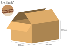 Cardboard box 800x600x400 - with Flaps (Fefco 201) - Double Wall (5-layer)