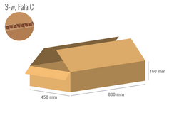 Cardboard box 830x450x160 - with Flaps (Fefco 201) - Single Wall (3-layer)