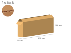 Cardboard box 850x140x300 - with Flaps (Fefco 201) - Single Wall (3-layer)