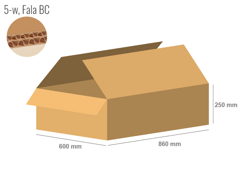 Cardboard box 860x600x250 - with Flaps (Fefco 201) - Double Wall (5-layer)