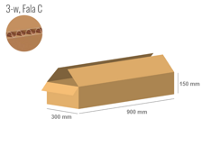 Cardboard box 900x300x150 - with Flaps (Fefco 201) - Single Wall (3-layer)