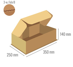 Pudełko fasonowe 350x250x140 - Fefco 426