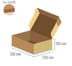 Pudełko fasonowe z tektury 5-warstwowej 330x250x100 - Fefco 427