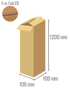 Pudełko z tektury 5-warstwowej 100x100x1200 - Klapowe Fefco 201