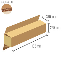 Pudełko z tektury 5-warstwowej 1185x370x255 z klapami na zakład - Klapowe Fefco 203