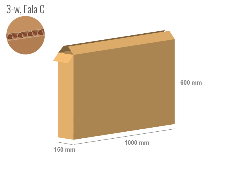 Cardboard box 1000x150x600 - with Flaps (Fefco 201) - 3-layer (3w)