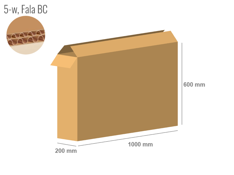 Cardboard box 1000x200x600 - with Flaps (Fefco 201) - Double Wall (5-layer)