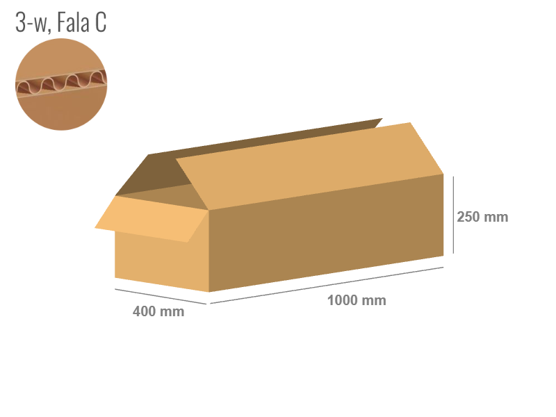 Cardboard box 1000x400x250 - with Flaps (Fefco 201) - Single Wall (3-layer)