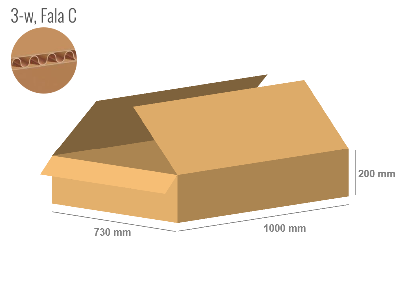 Cardboard box 1000x730x200 - with Flaps (Fefco 201) - Single Wall (3-layer)