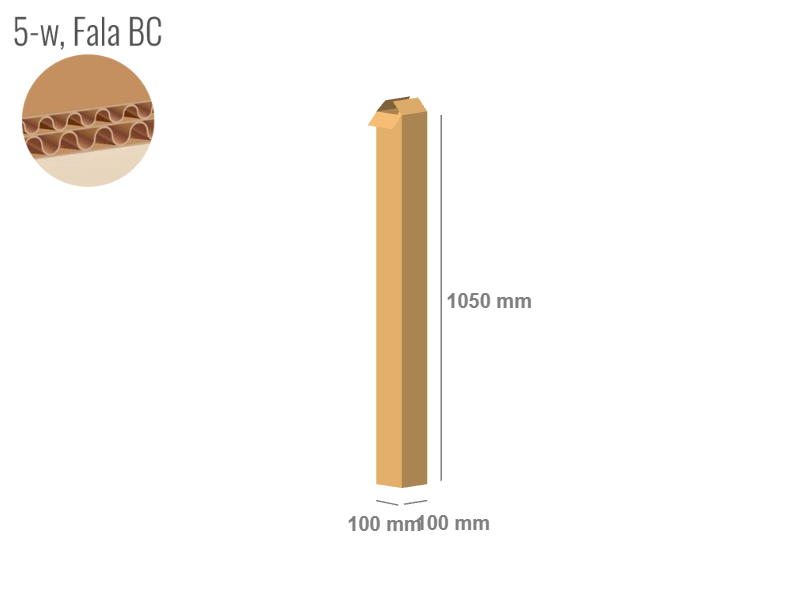 Cardboard box 100x100x1050 - with Flaps (Fefco 201) - Double Wall (5-layer)