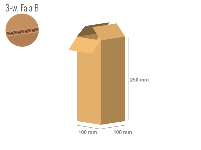 Cardboard box 100x100x250 - with Flaps (Fefco 201) - Single Wall (3-layer)