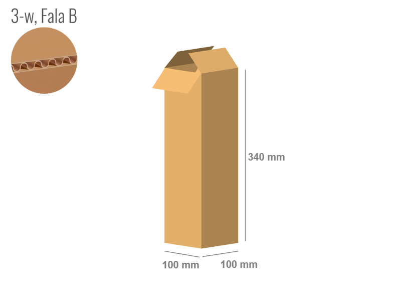 Cardboard box 100x100x340 - with Flaps (Fefco 201) - Single Wall (3-layer)