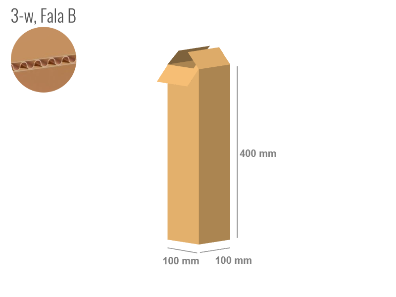 Cardboard box 100x100x400 - with Flaps (Fefco 201) - Single Wall (3-layer)