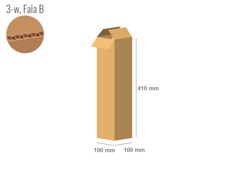 Cardboard box 100x100x410 - with Flaps (Fefco 201) - Single Wall (3-layer)