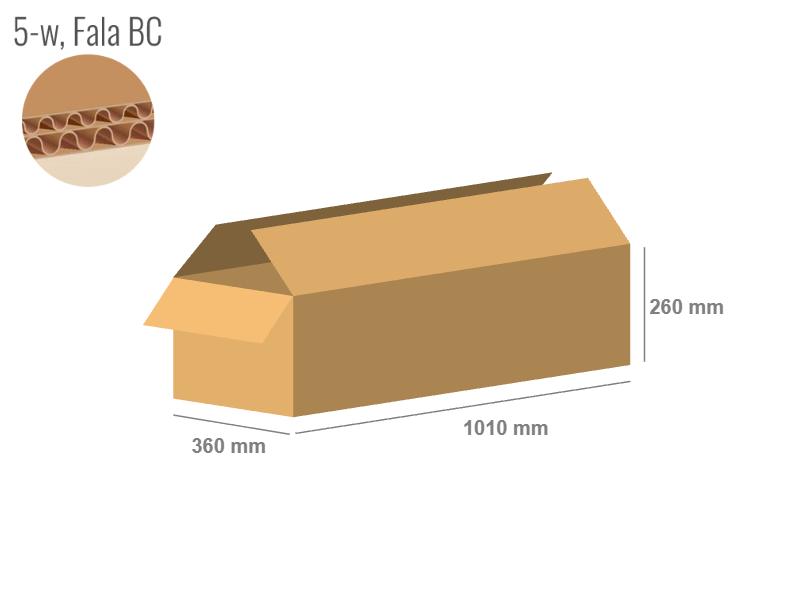 Cardboard box 1010x360x260 - with Flaps (Fefco 201) - Double Wall (5-layer)