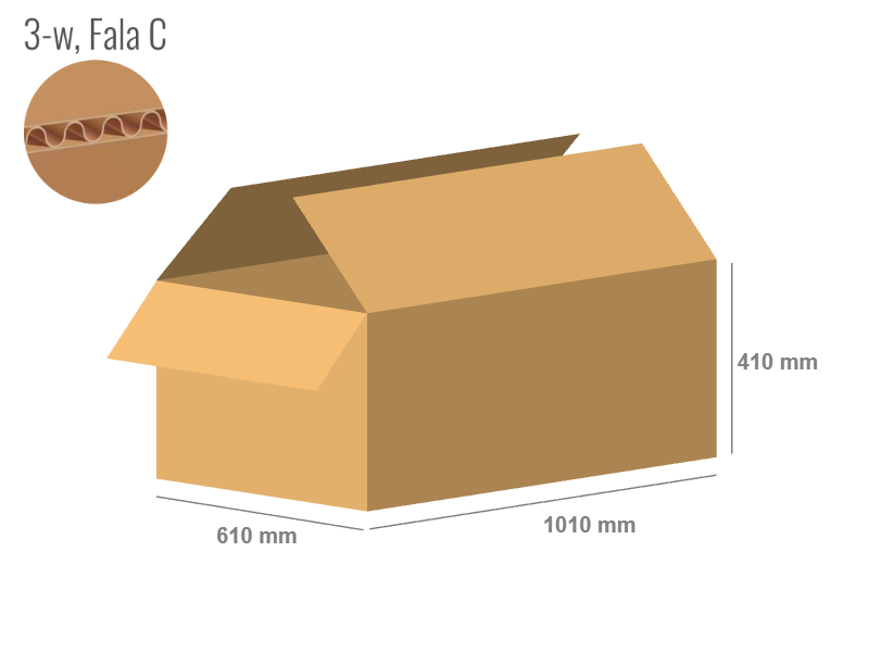 Cardboard box 1010x610x410 - with Flaps (Fefco 201) - Single Wall (3-layer)