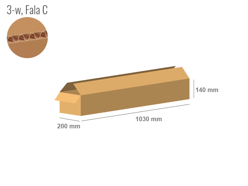 Cardboard box 1030x200x140 - with Flaps (Fefco 201) - Single Wall (3-layer)