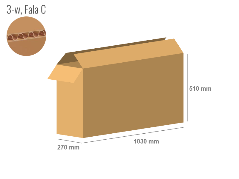 Cardboard box 1030x270x510 - with Flaps (Fefco 201) - Single Wall (3-layer)