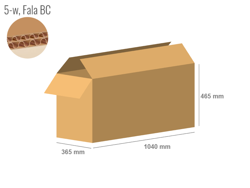 Cardboard box 1040x365x465 - with Flaps (Fefco 201) - Double Wall (5-layer)