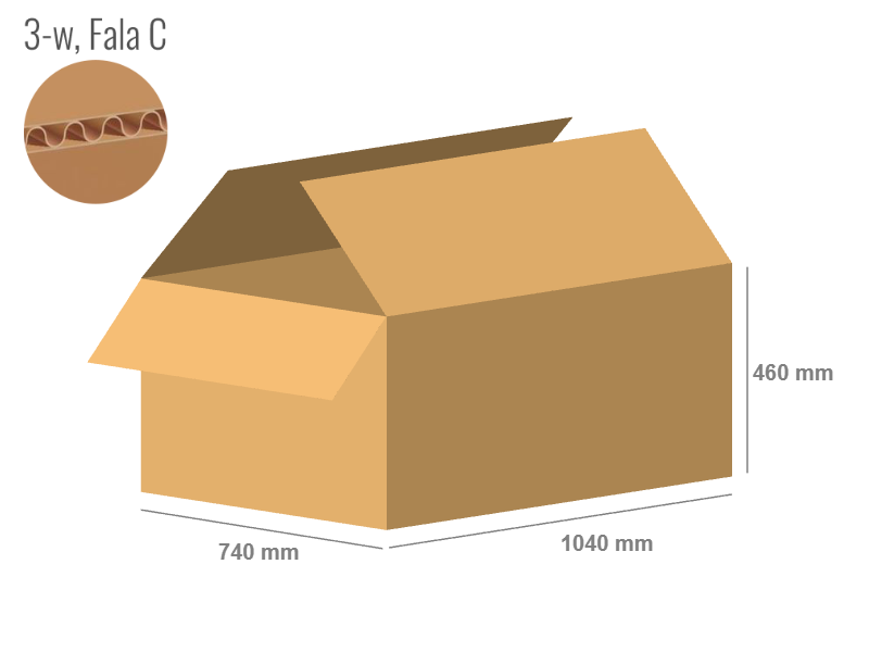 Cardboard box 1040x740x460 - with Flaps (Fefco 201) - Single Wall (3-layer)