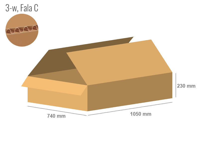 Cardboard box 1050x740x230 - with Flaps (Fefco 201) - Single Wall (3-layer)