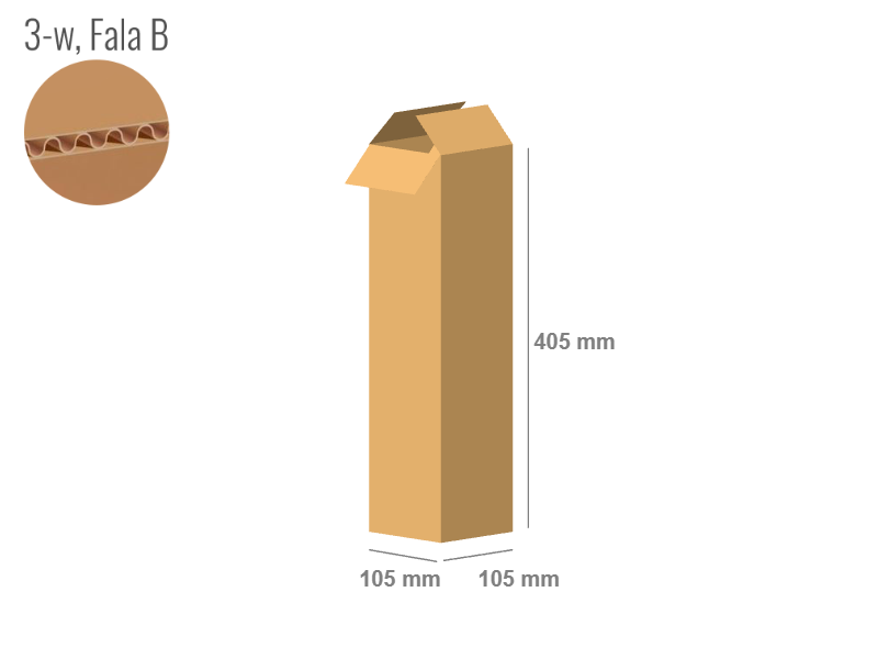 Cardboard box 105x105x405 - with Flaps (Fefco 201) - Single Wall (3-layer)