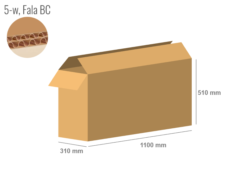 Cardboard box 1100x310x510 - with Flaps (Fefco 201) - Double Wall (5-layer)