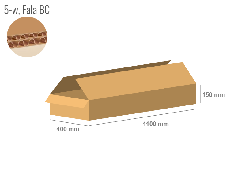 Cardboard box 1100x400x150 - with Flaps (Fefco 201) - Double Wall (5-layer)