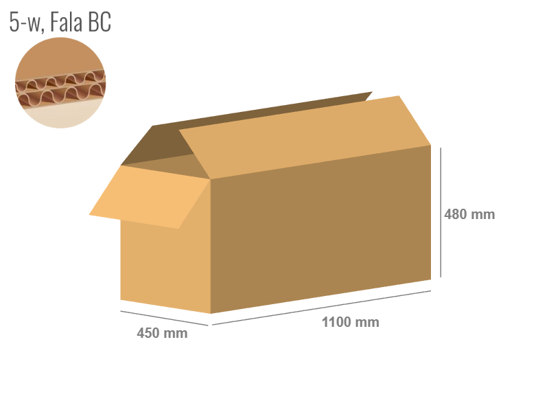 Cardboard box 1100x450x480 - with Flaps (Fefco 201) - Double Wall (5-layer)