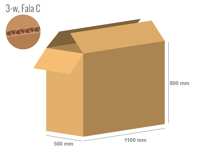 Cardboard box 1100x500x800 - with Flaps (Fefco 201) - Single Wall (3-layer)