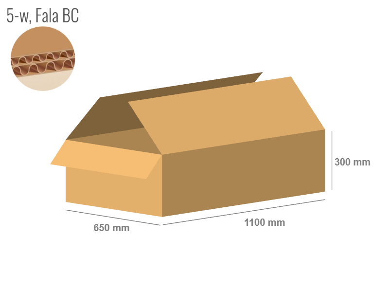 Cardboard box 1100x650x300 - with Flaps (Fefco 201) - Double Wall (5-layer)