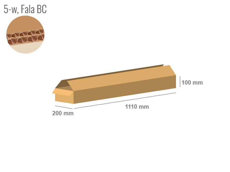 Cardboard box 1110x200x100 - with Flaps (Fefco 201) - Double Wall (5-layer)