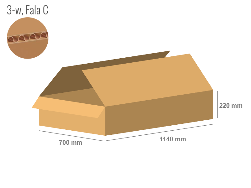 Cardboard box 1140x700x220 - with Flaps (Fefco 201) - Single Wall (3-layer)