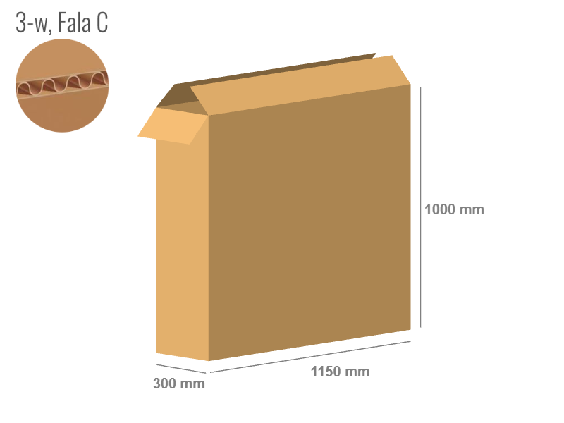 Cardboard box 1150x300x1000 - with Flaps (Fefco 201) - Single Wall (3-layer)
