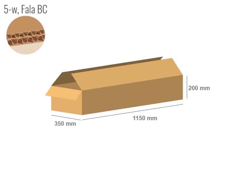 Cardboard box 1150x350x200 - with Flaps (Fefco 201) - Double Wall (5-layer)