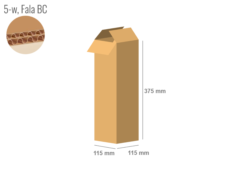 Cardboard box 115x115x375 - with Flaps (Fefco 201) - Double Wall (5-layer)