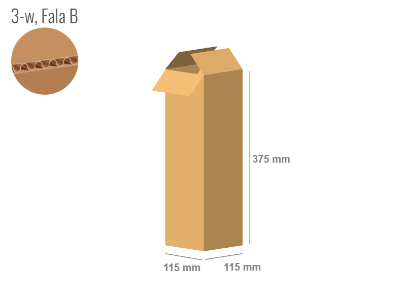 Cardboard box 115x115x375 - with Flaps (Fefco 201) - Single Wall (3-layer)