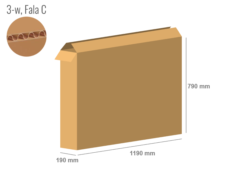 Cardboard box 1190x190x790 - with Flaps (Fefco 201) - Single Wall (3-layer)