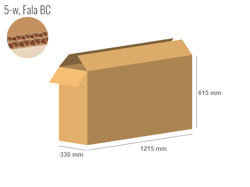 Cardboard box 1215x330x615 - with Flaps (Fefco 201) - Double Wall (5-layer)
