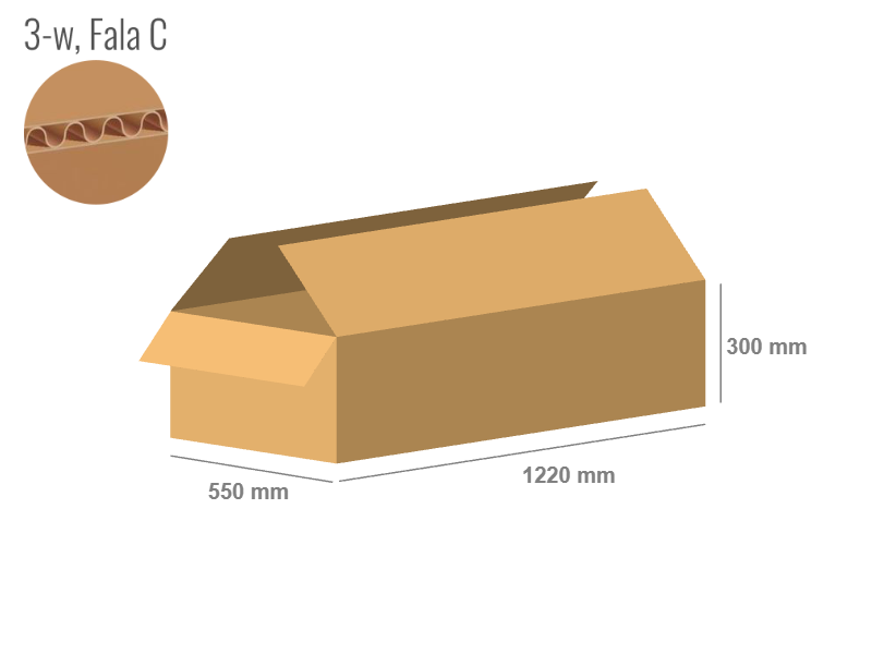 Cardboard box 1220x550x300 - with Flaps (Fefco 201) - Single Wall (3-layer)